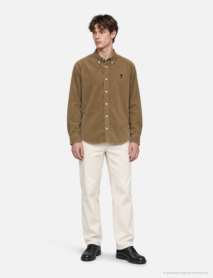 Ami Beige Corduroy Shirt With Ami De Coeur
