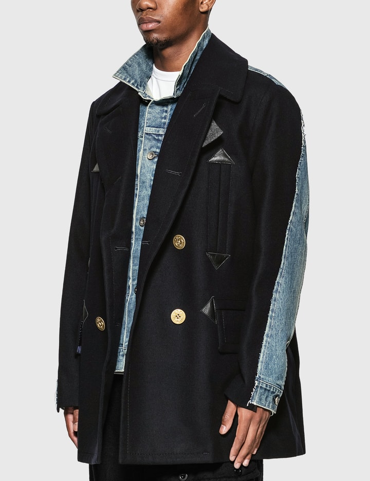 Sacai Wool Melton X Denim Coat
