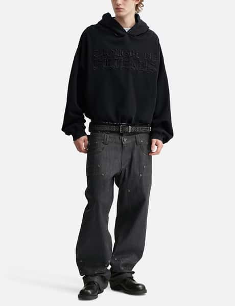 "Soloman" Embroidered Hoodie In Washed Black view 14