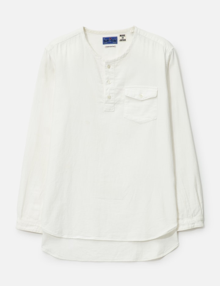 Cotton Pin Oxford Band Collar Long Shirt Placeholder Image