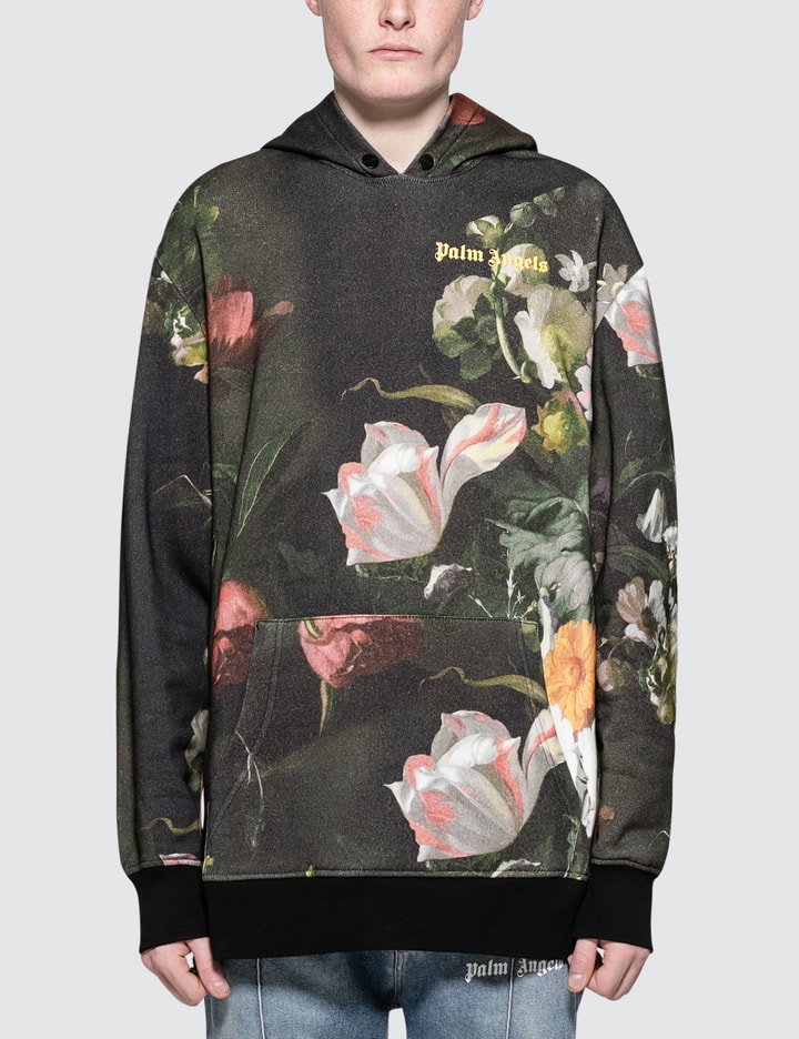 Pullover Floral Print Hoodie Men Clothes In GRAY