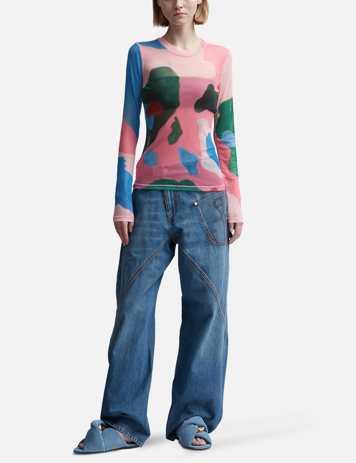 Shop Jw Anderson Long Sleeve Mesh Top In Multicolor