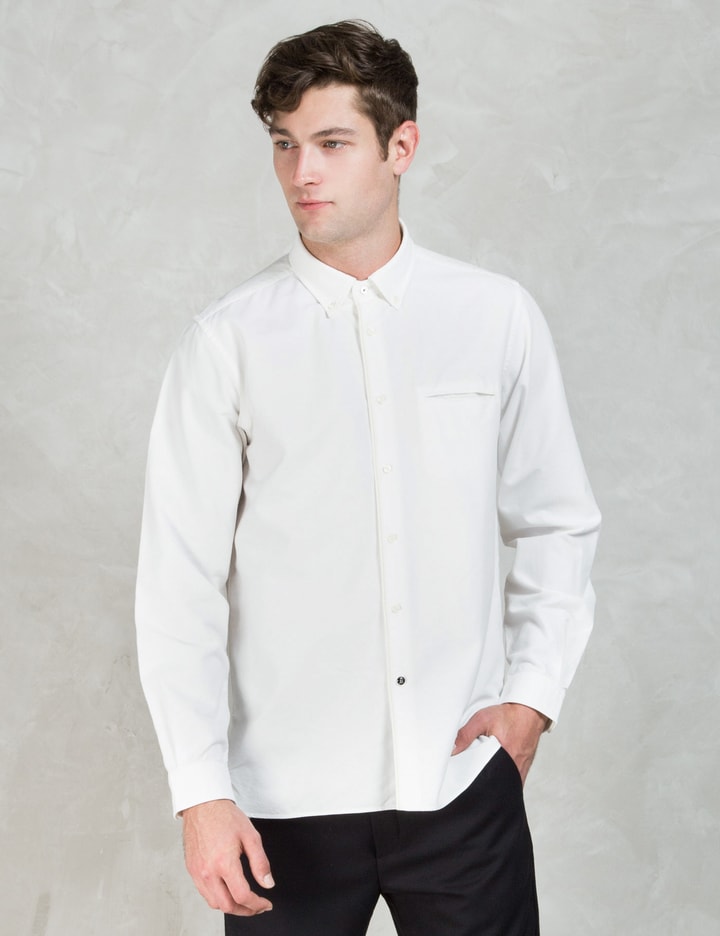 Ivory "Brian" Front Tape Button Down Oxford Shirt Placeholder Image