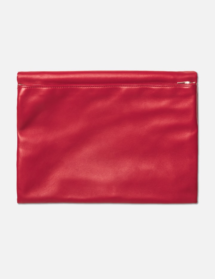 Shop Celine Trio Leather Clutch In Red