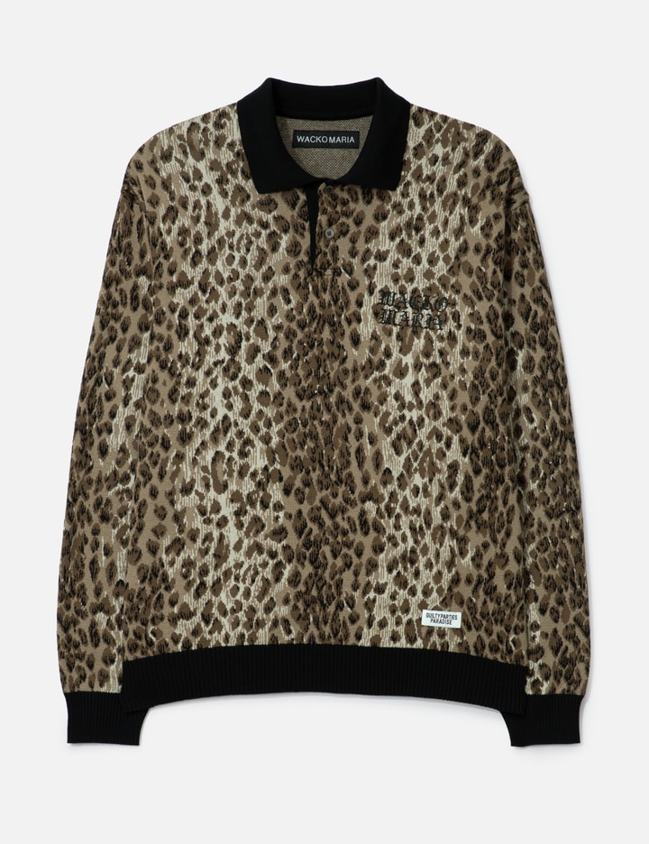 Leopard Jacquard Knit Polo Shirt Placeholder Image