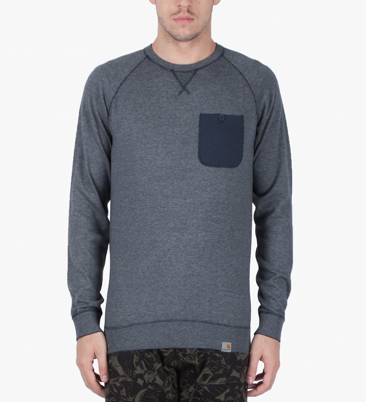 Grey Heather/Blue Penny Murray Strip Sweater Placeholder Image