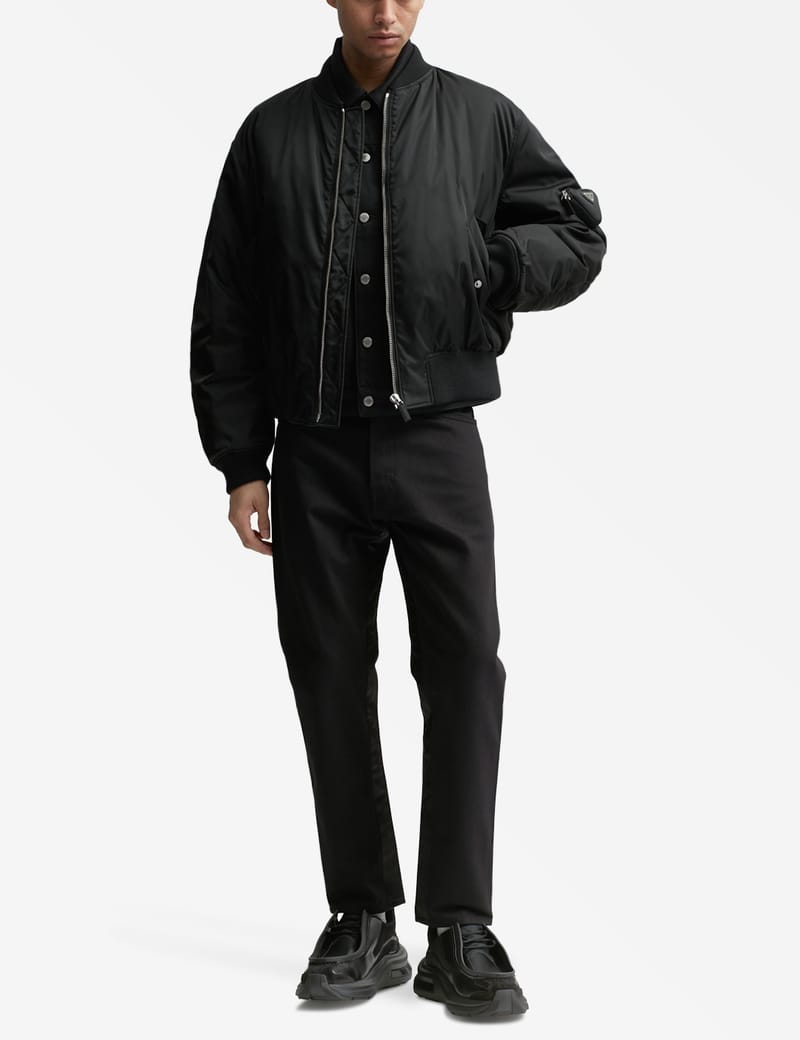 【PRADA】RE-NYLON FUR BOMBER JAKET M MR AND MRS ITALY green nylon purple fox fur fully lined MA-1