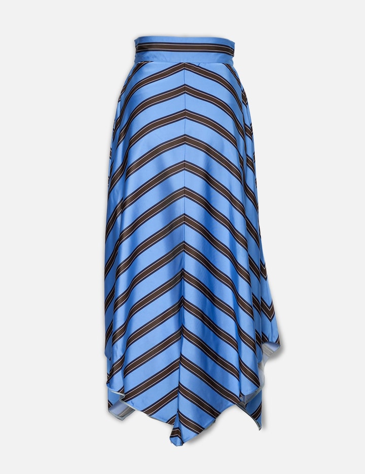 FENDI Striped Asymmetric Midi Skirt in Blue Viscose Placeholder Image