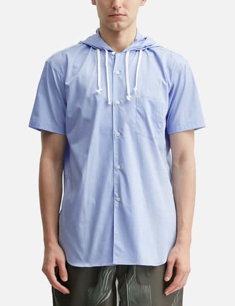 Hooded Short Sleeves Striped Shirt view 10