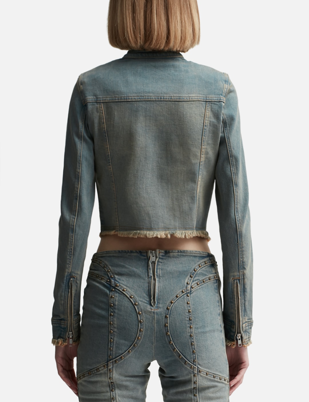Sunset Wash Denim Jacket With Studs BLUE view 10