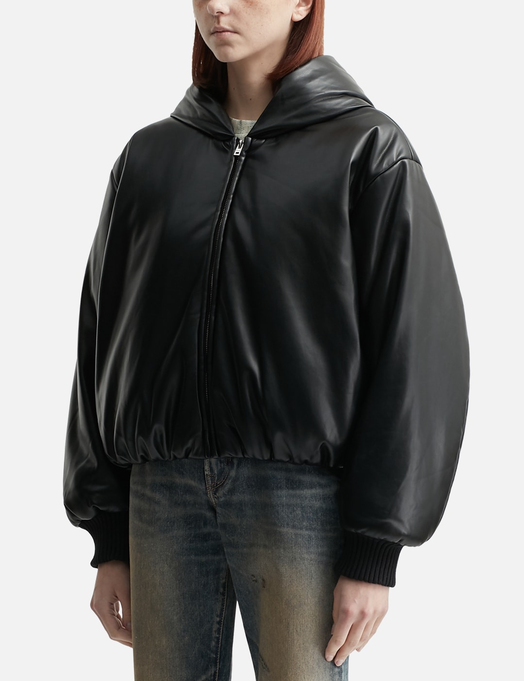 Hooded Faux Leather Jacket view 17