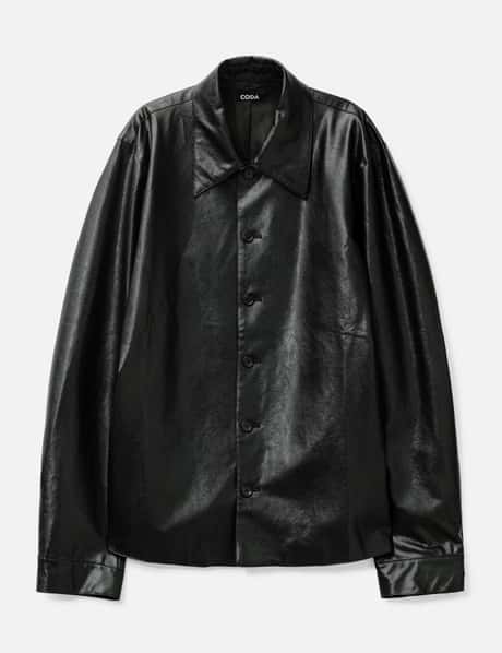 CODA Black Synthetic Leather Cut Out Tiered Jacket