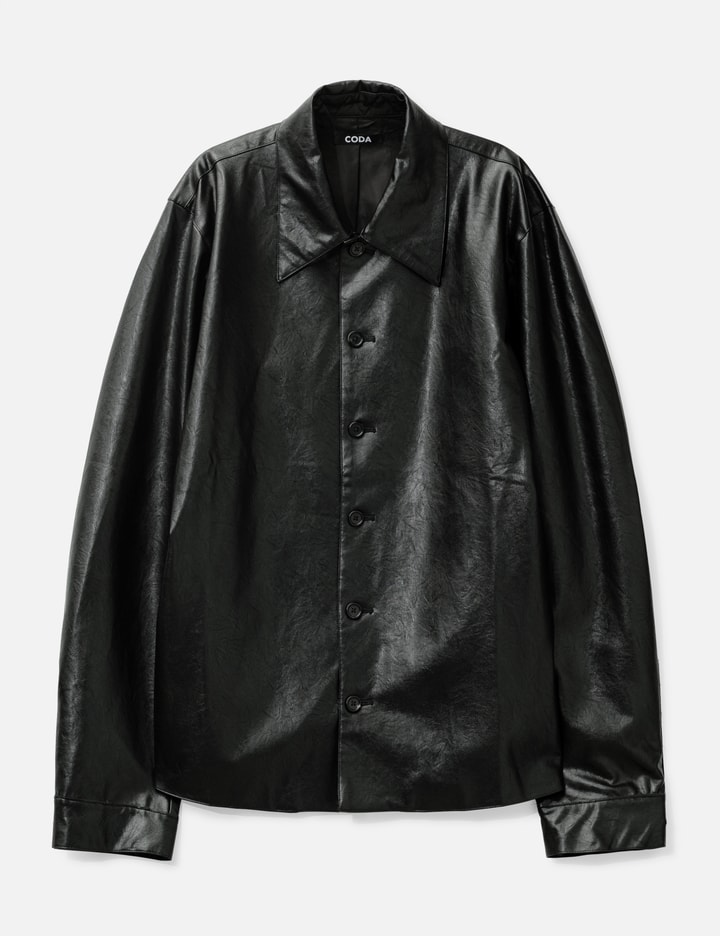 Black Synthetic Leather Cut Out Tiered Jacket Placeholder Image