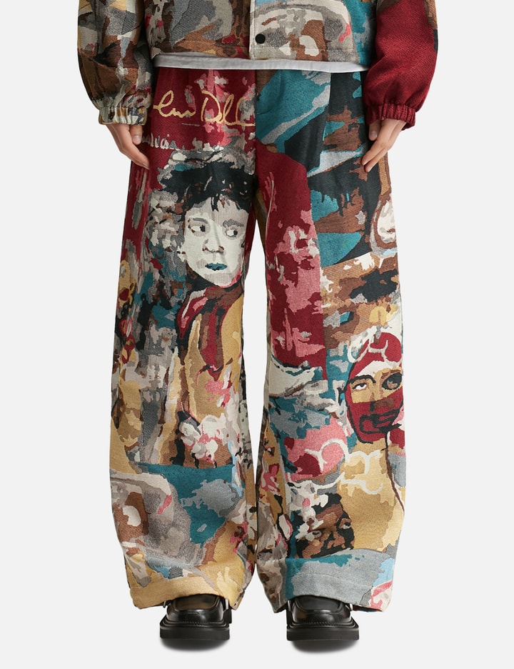Shop Kidsuper Jacquard Paintings Double Pleated Trousers