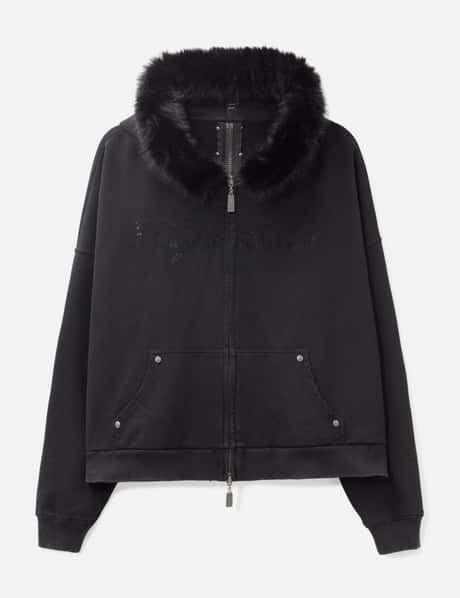 "Nyra" Zip-Up Hoodie With Detachable Fur Trim Hood view 10