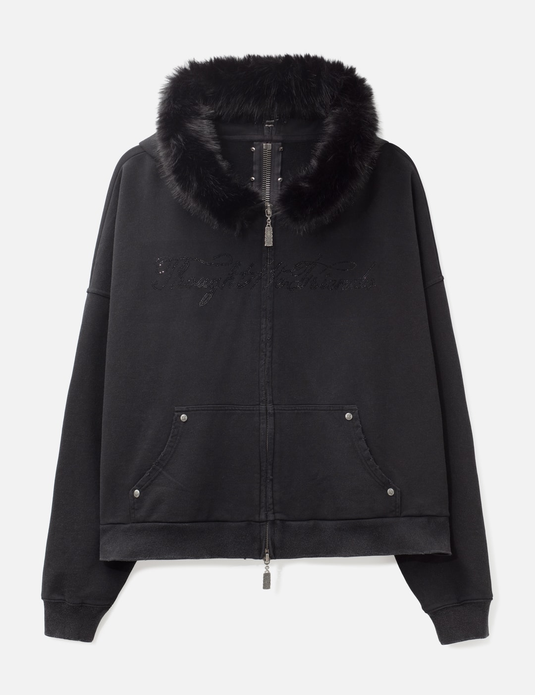 "Nyra" Zip-Up Hoodie With Detachable Fur Trim Hood view 11