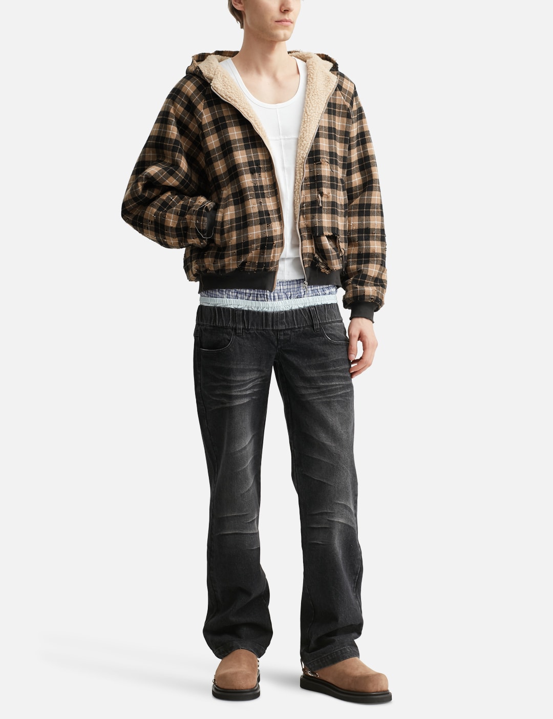 Plaid Shearling Hoodie view 15