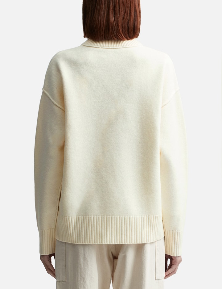 Ami Alexandre Mattiussi Relaxed-fit Wool Sweater With Heart Motif In Neutral