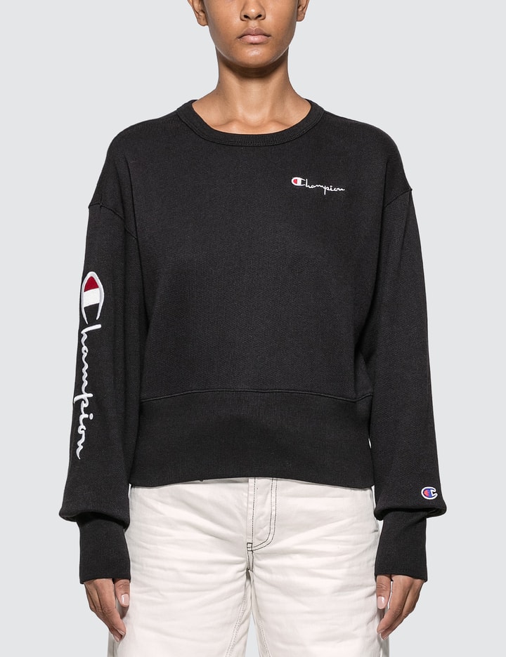 Big Sleeve Script Cropped Sweatshirt Placeholder Image