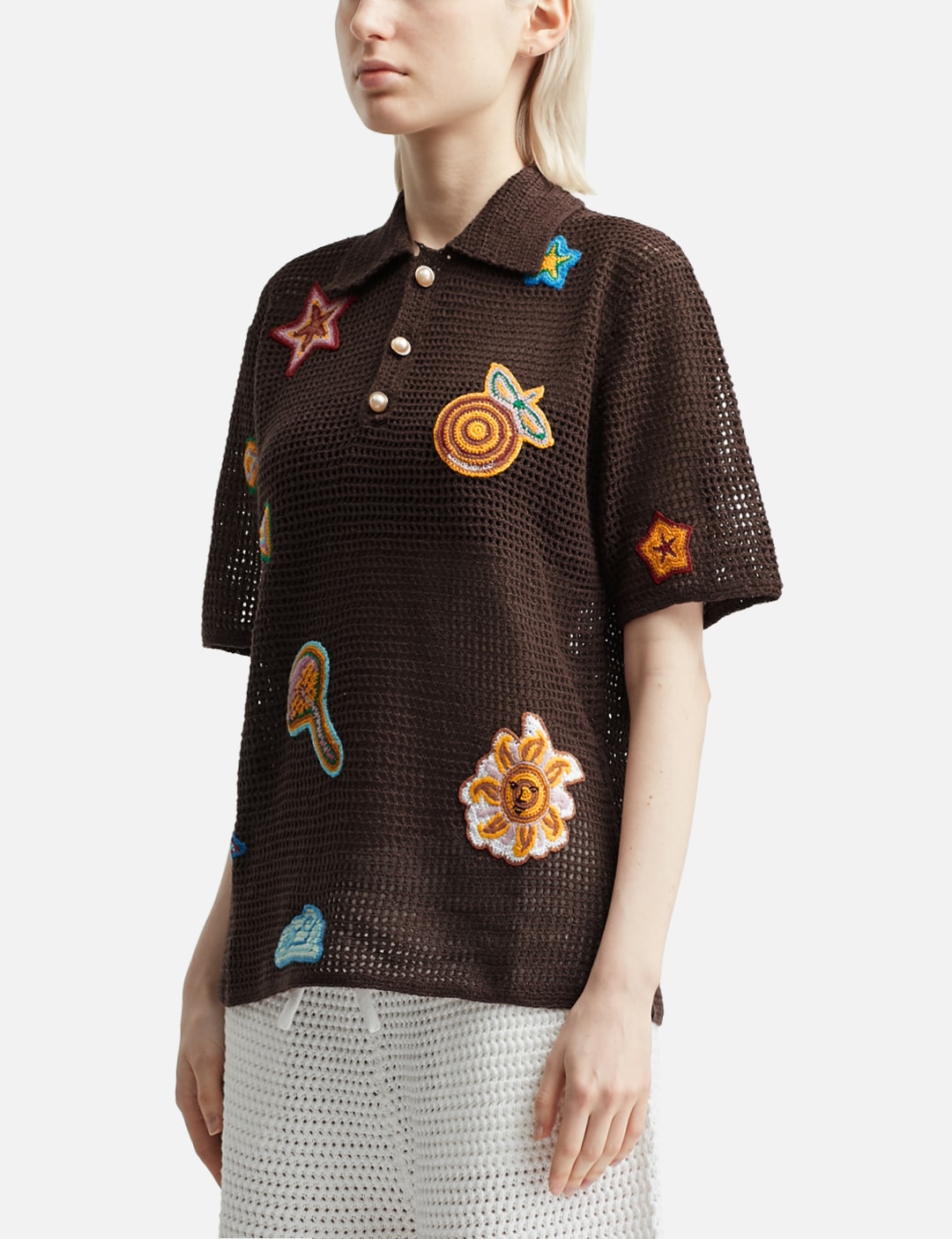 Motif Crochet Polo Shirt view 8