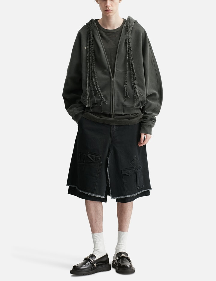 AJOBYAJO Washed Layered Cargo Skirt Shorts