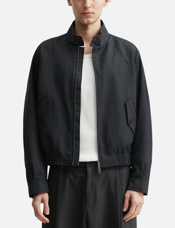 Striped Wool Blend Harrington Jacket view 3