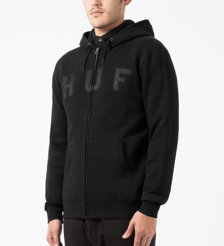 Black HUF Logo Zip Up Hoodie Placeholder Image