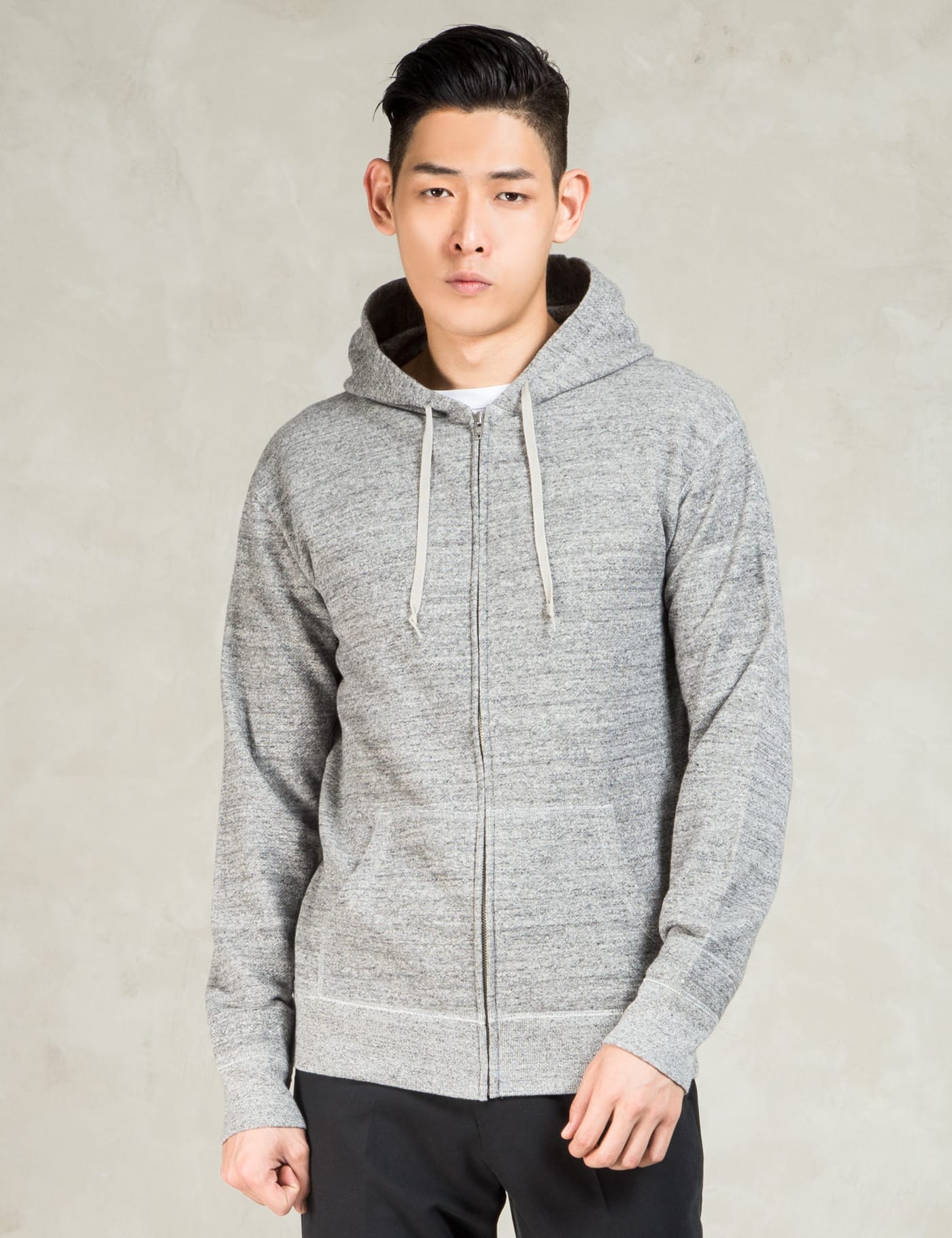 Grey L/S Zip Front Hoodie HBX Globally Curated Fashion  and Lifestyle by Hypebeast