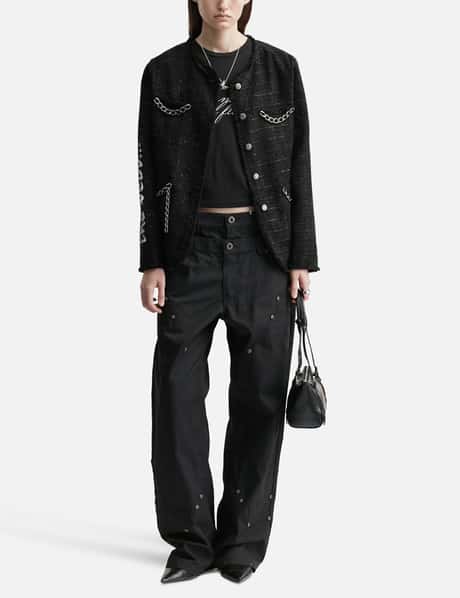Painted Tweed Jacket With Chain Detail Black view 11