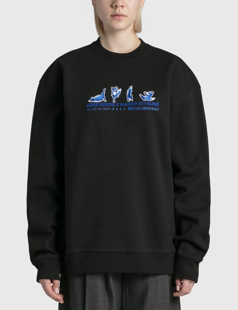 Maison Kitsuné - Maison Kitsuné x Ader Error Yoga Blue Fox Sweatshirt | HBX  - Globally Curated Fashion and Lifestyle by Hypebeast