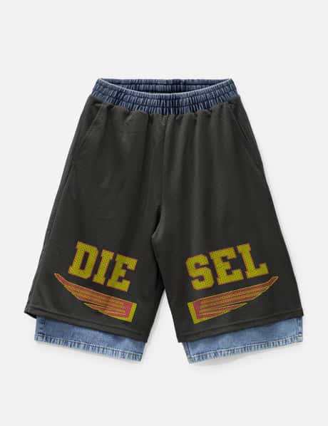 Diesel P-Ecky Wide-leg shorts in jersey, mesh and denim