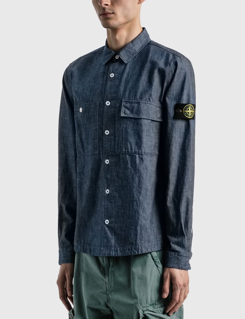 stone island chambray denim shirt