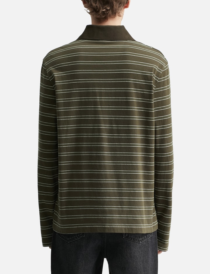 Long-Sleeve Striped Polo Shirt Placeholder Image