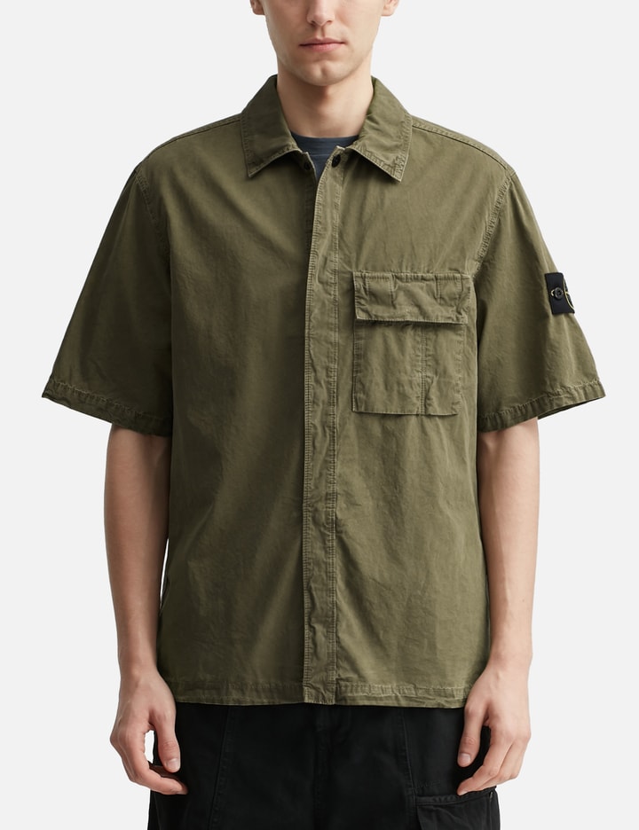 Stone Island Brushed Organic Cotton Canvas 'Old' Effect Shirt