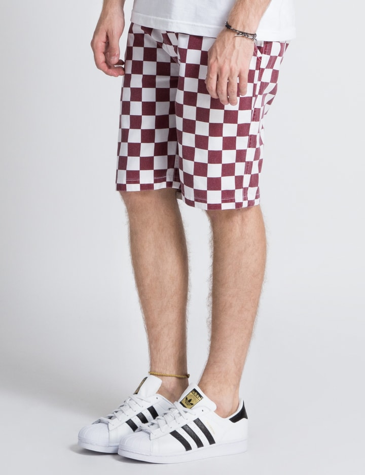 White/Burgundy Checker Flag Shorts Placeholder Image
