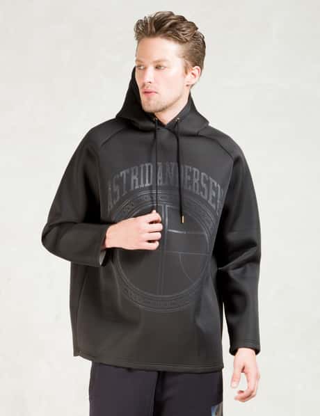 ASTRID ANDERSEN - Black L/S Crewneck Neoprene Logo Hoodie | HBX 