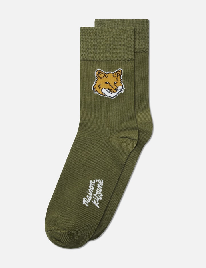 Maison Kitsuné Fox Head Socks In Green