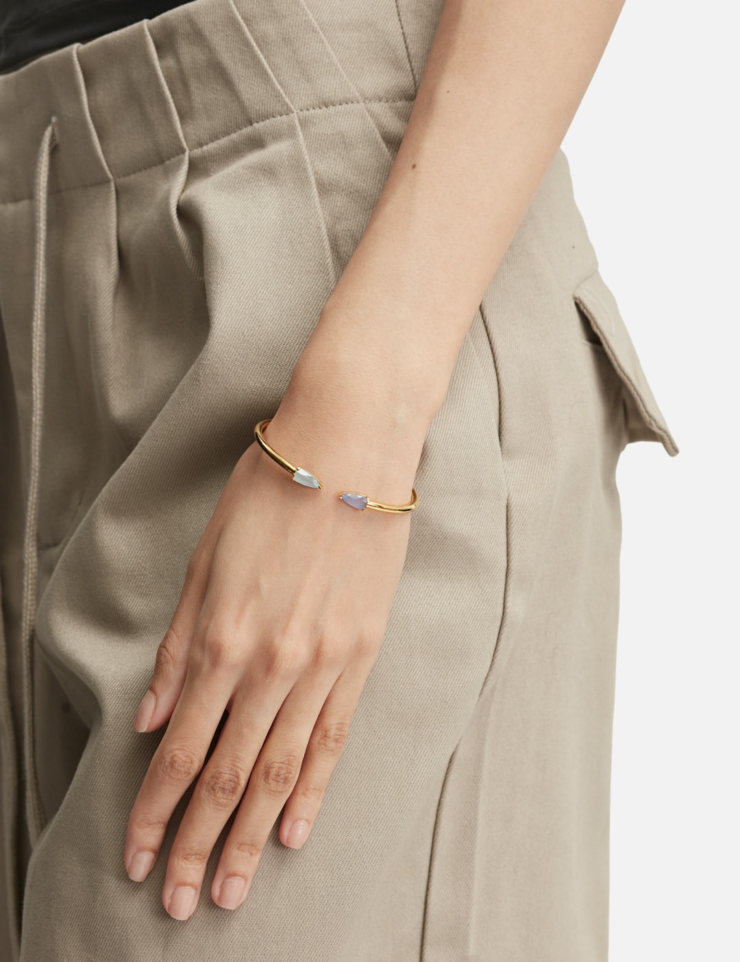 “Half Cut” Small Blue Chalcedony Bracelet view 9