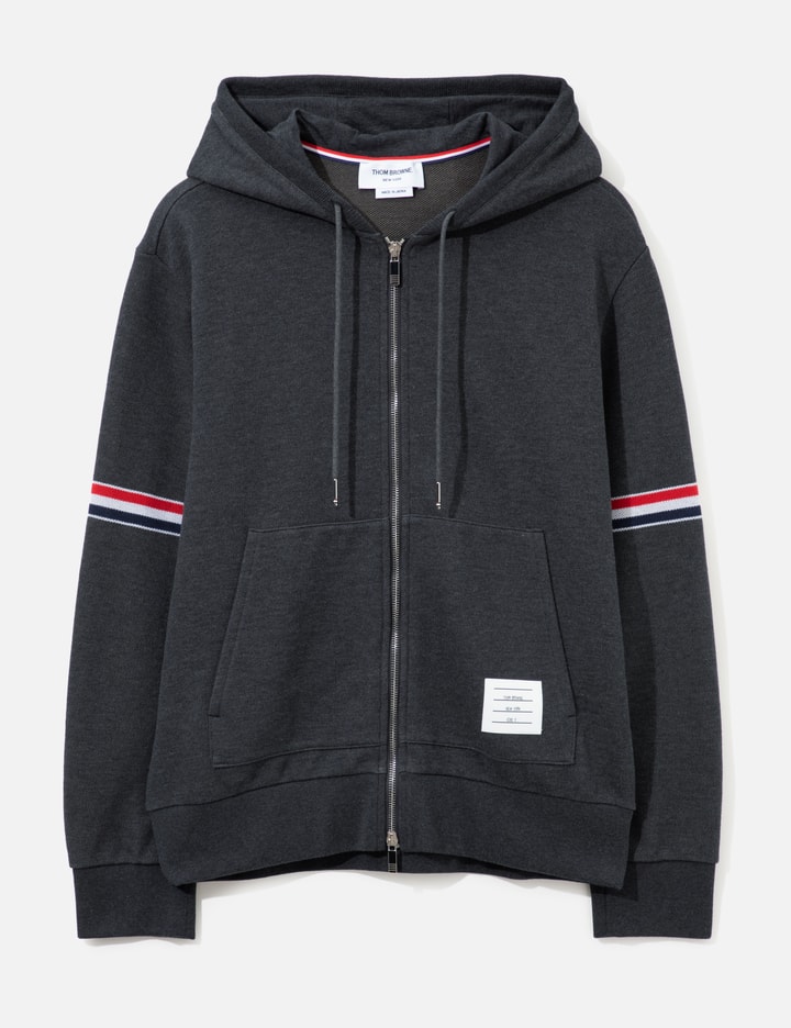 Thom Browne Zipper Hoodie With Striped Armbands