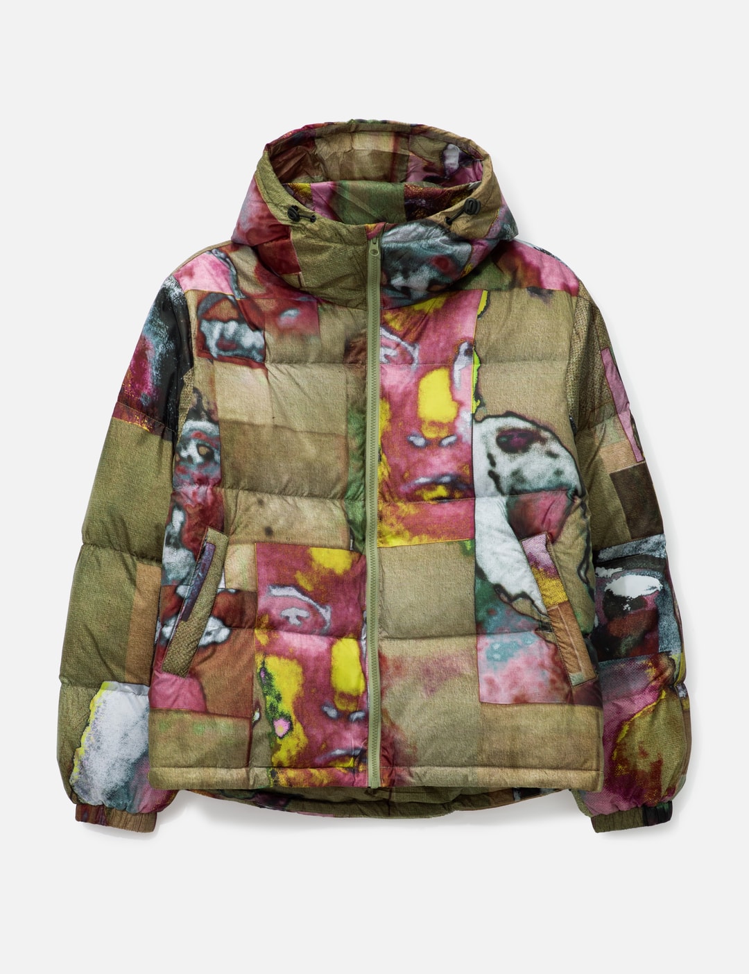 Printed Faces Collage Puffer Jacket view 19