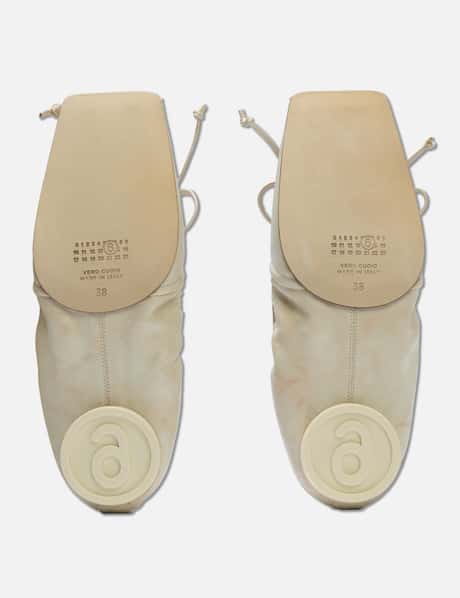 Square-Toe Leather Ballerina Shoes view 14