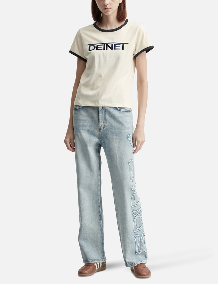 Deinet Line Logo Ringer T-shirt In White