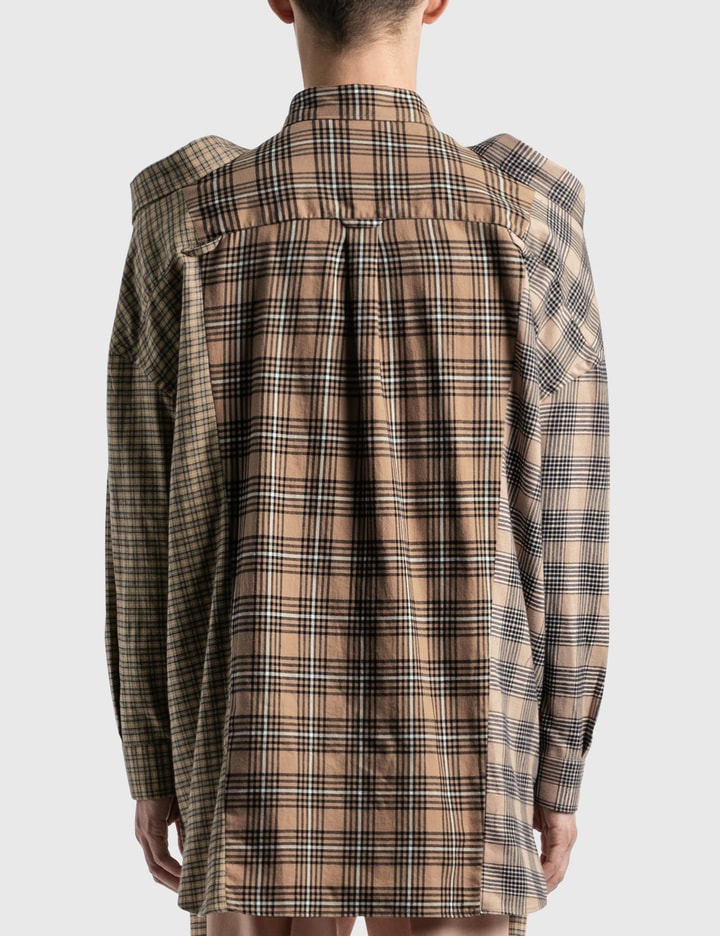 Contrast check cotton flannel reconstructed shirt Clearance