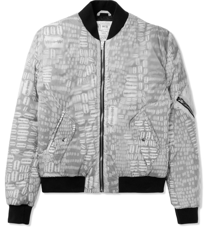 White Razor Print Padded MA-1 Jacket Placeholder Image