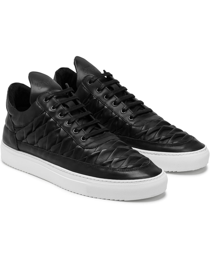 Black/Salmon Leather Low Top Shoes Placeholder Image