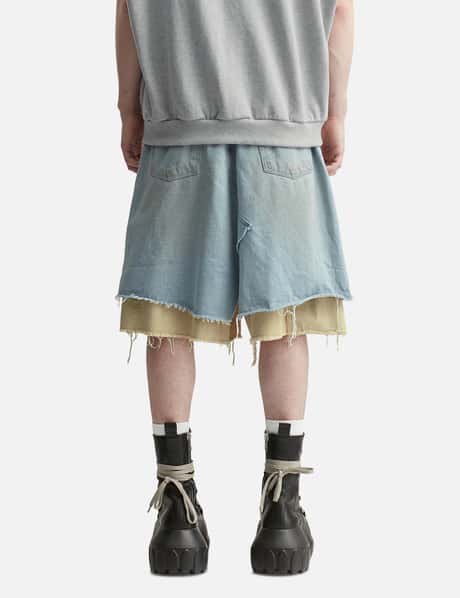 PROJECT G/R - Layered Skirt Denim Carpenter Shorts | HBX