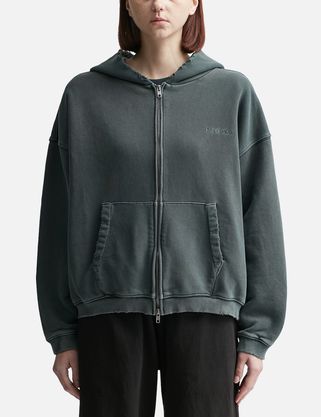 GARMENT DYED LOGO ZIP-UP HOODIE view 13