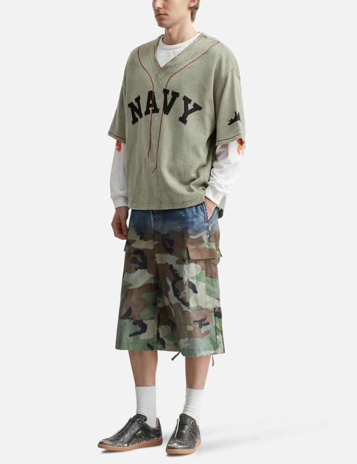 TOLQ Gradation Printed Denim Cargo Shorts