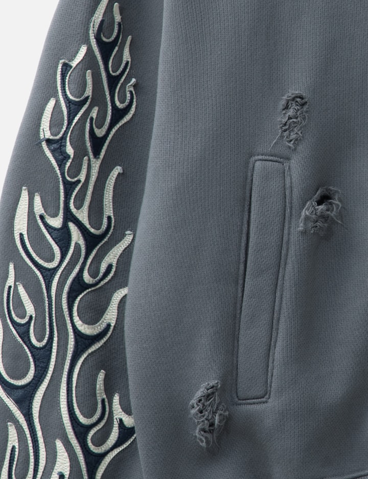 Leather Flame Hooded Zip-up Placeholder Image