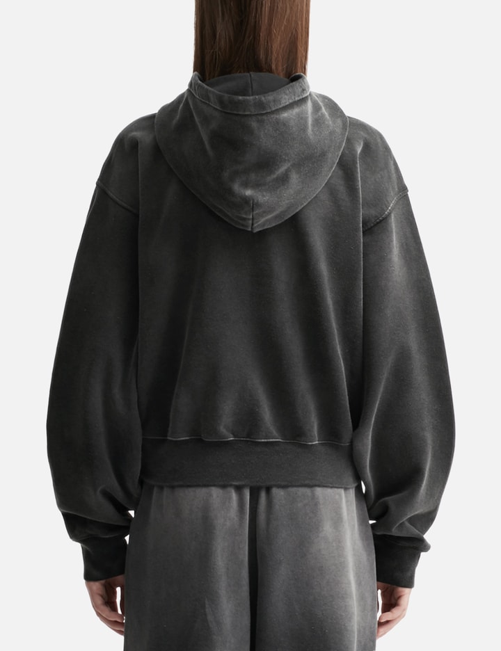 Cropped Zip-Up Hoodie with Crystal Hotfix Drawcord Placeholder Image